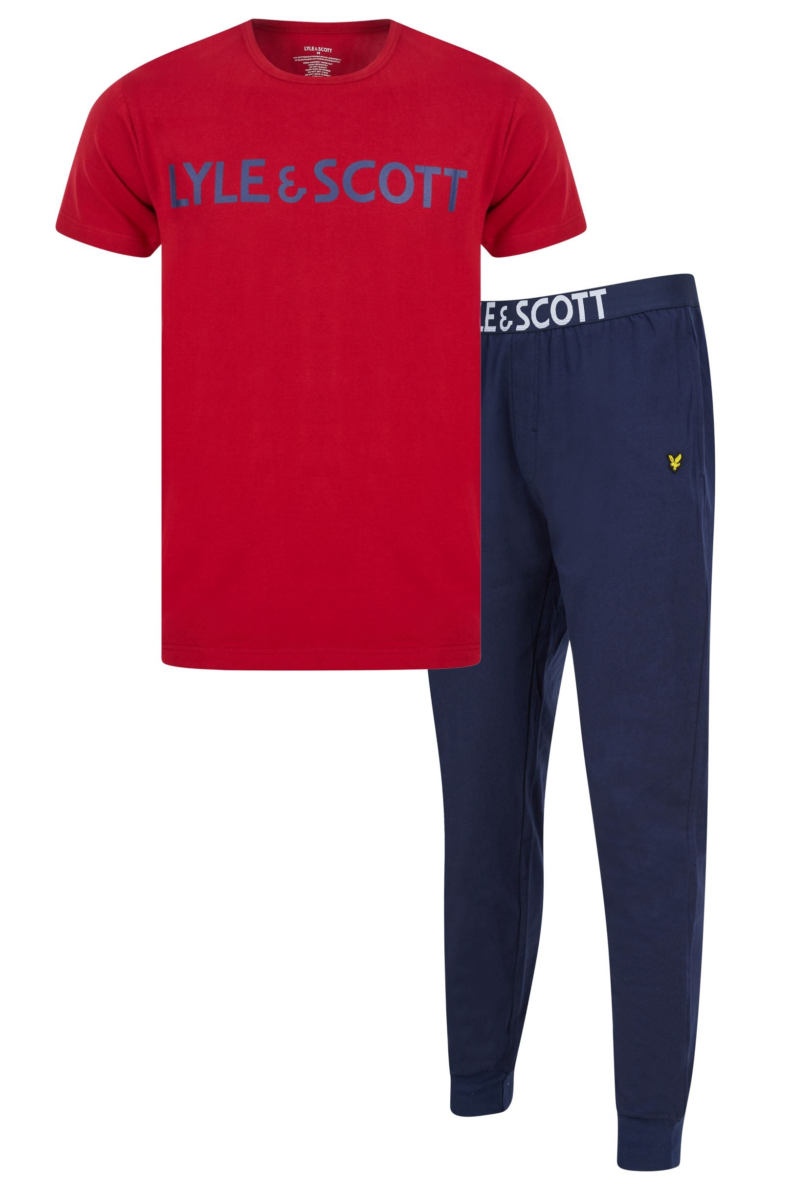 Lyle Scott Blue Eric Loungewear Logo T Shirt Pant Set