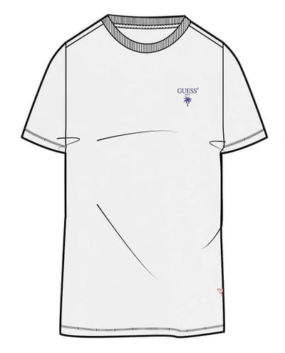 Guess GD Palm T-Shirt 100% Cotton Back Print T-Shirt – Cream White