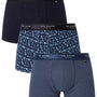 Ted Baker 3 Pack Cotton Stretch Fashion Trunks - Navy/Dark Denim/Demios Spot