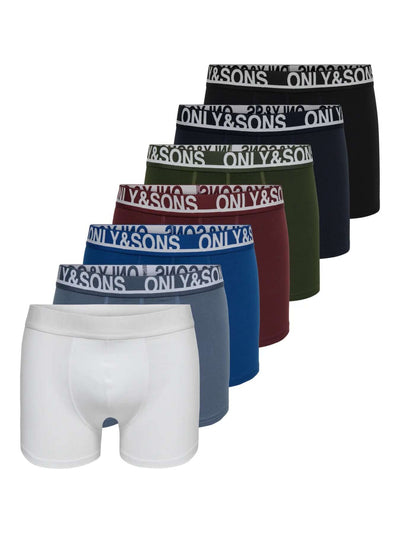 Only & Sons ONSTREY Solid Boxer Briefs 7 Pack – Cotton Stretch