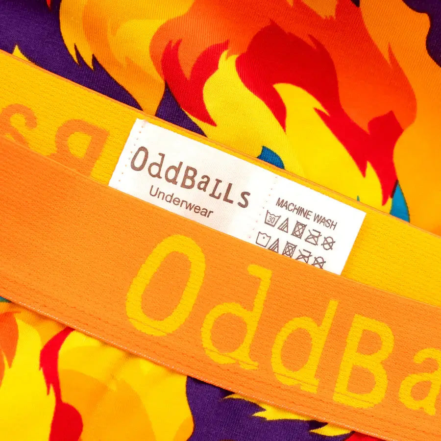 Oddballs Great Balls of Fire Mens Boxer Shorts - Orange, Multi