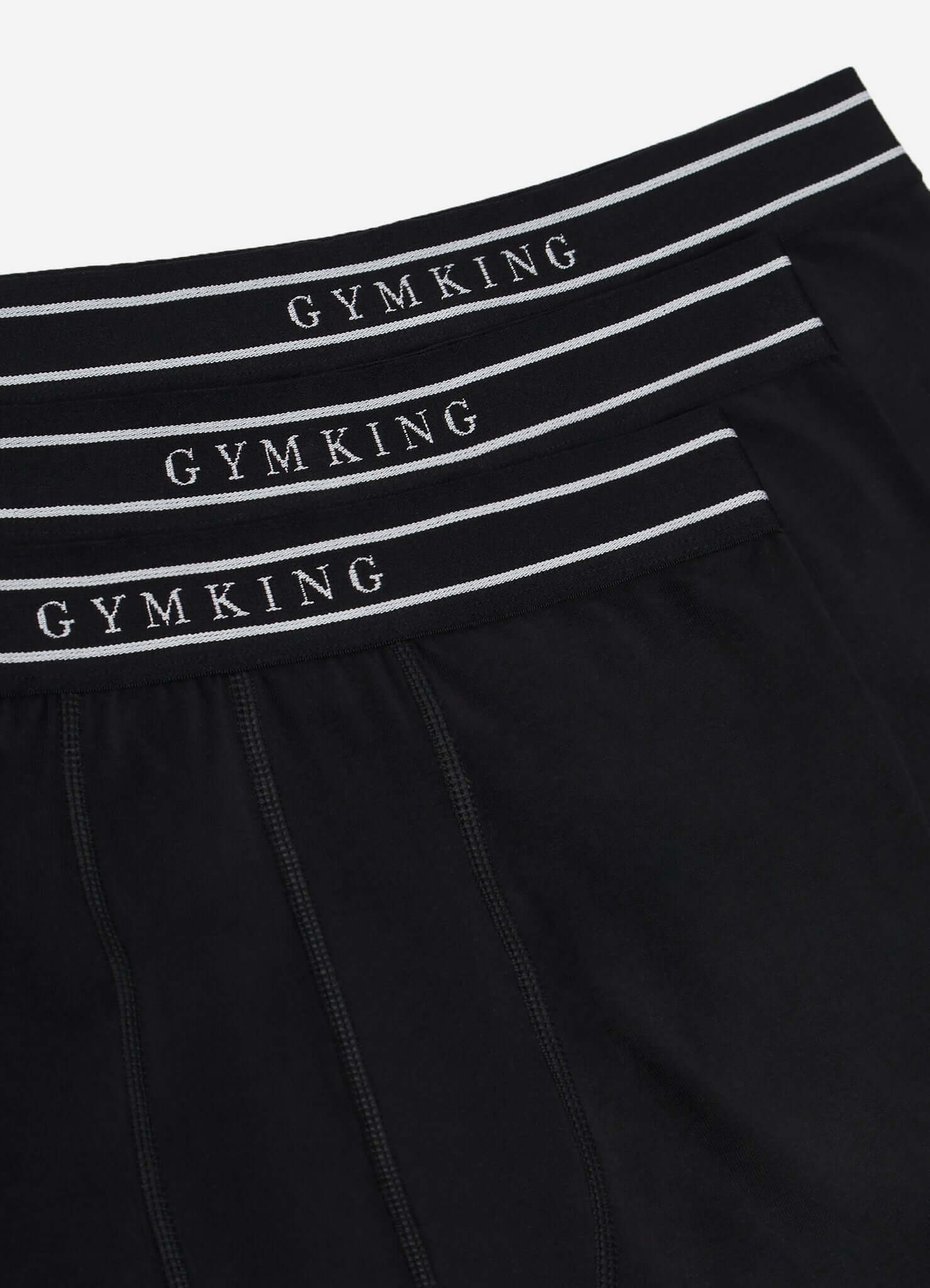Gym King 3 Pack Men's Boxers, Cotton Stretch Trunks - Black