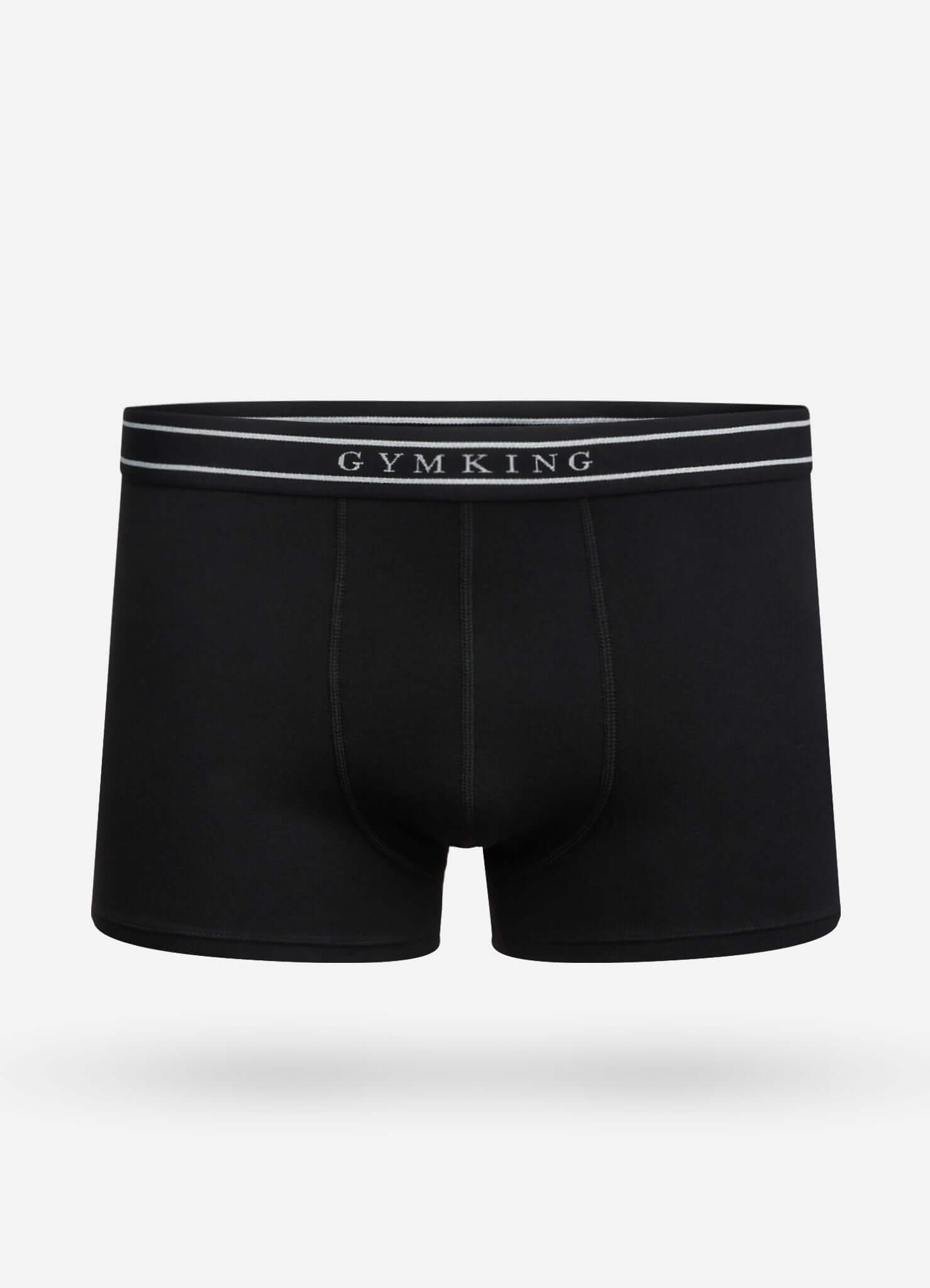 Gym King 3 Pack Men's Boxers, Cotton Stretch Trunks - Black