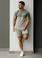 Gym King Contrast Panel Tee - Fern Green/Soft Khaki/White T-Shirt