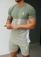 Gym King Contrast Panel Tee - Fern Green/Soft Khaki/White T-Shirt