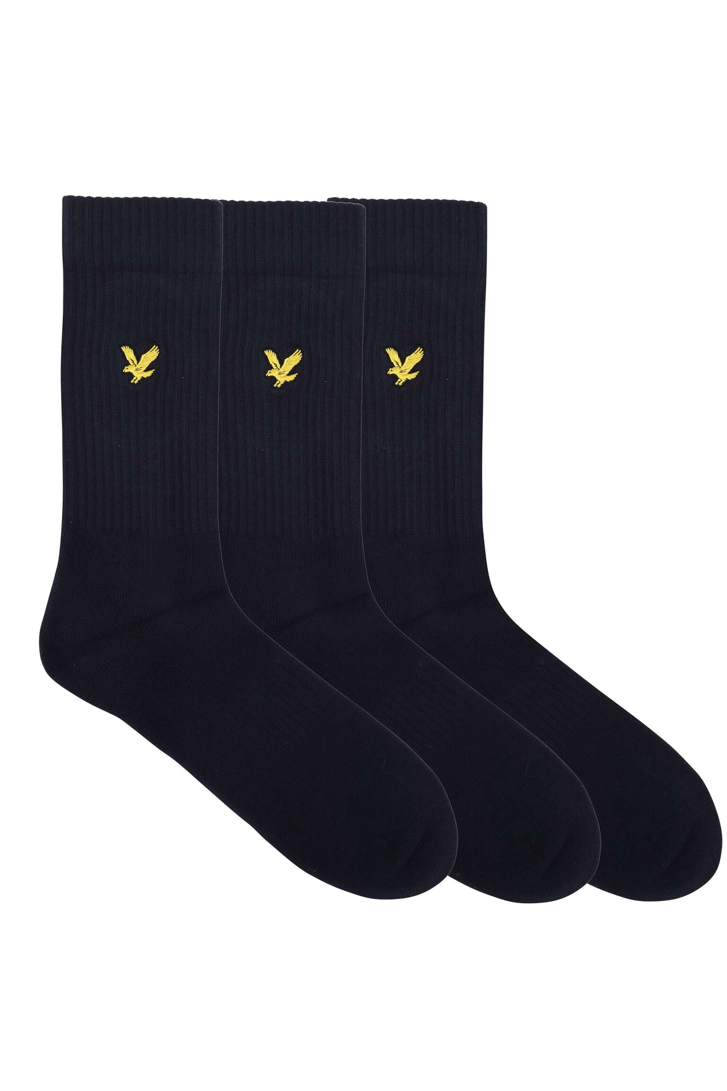 Lyle & Scott 3 Pack Hamilton Crew Socks - Peacoat | Everyday Comfort