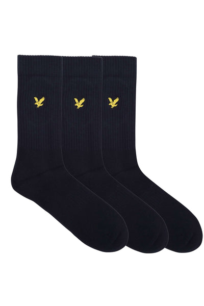 Lyle & Scott 3 Pack Hamilton Crew Socks - Peacoat | Everyday Comfort