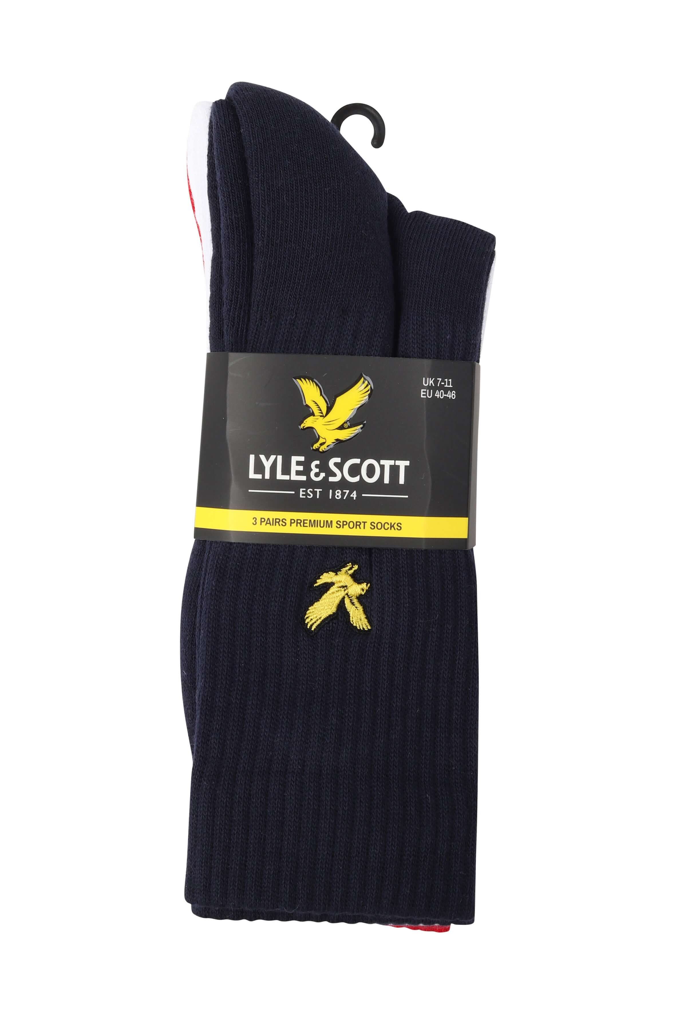 Lyle & Scott 3 Pack Hamilton Crew Socks - Peacoat | Everyday Comfort