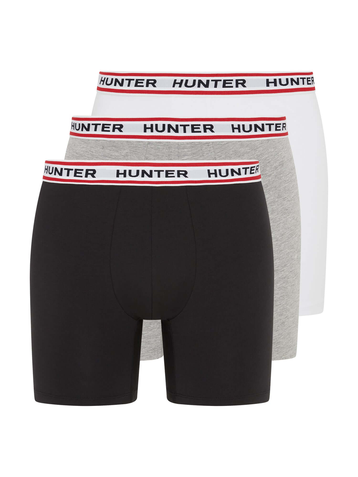 Hunter Men’s 3 Pack Heritage Logo Boxer Briefs – Black / White / Grey Marl