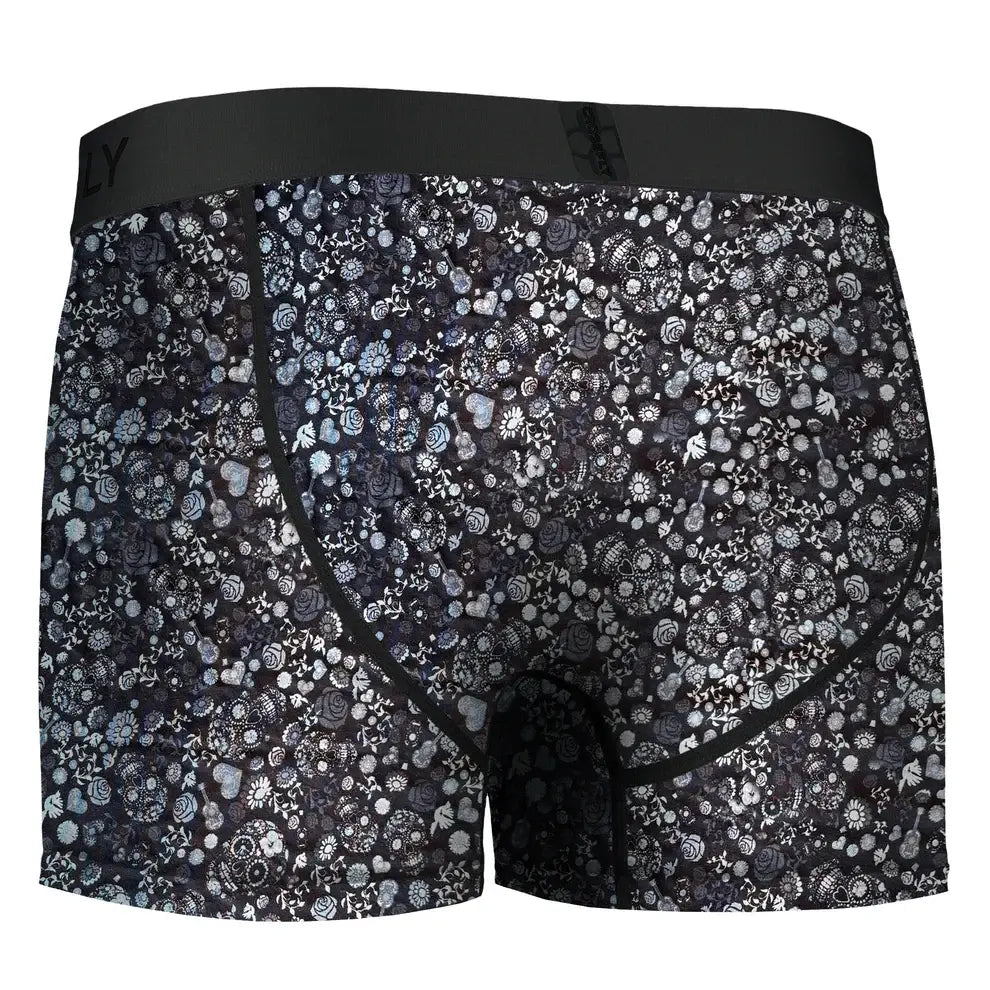 Crossfly IKON Men’s 3" Trunks – Skulls & Hearts Black | 1-Pack Supersoft Modal