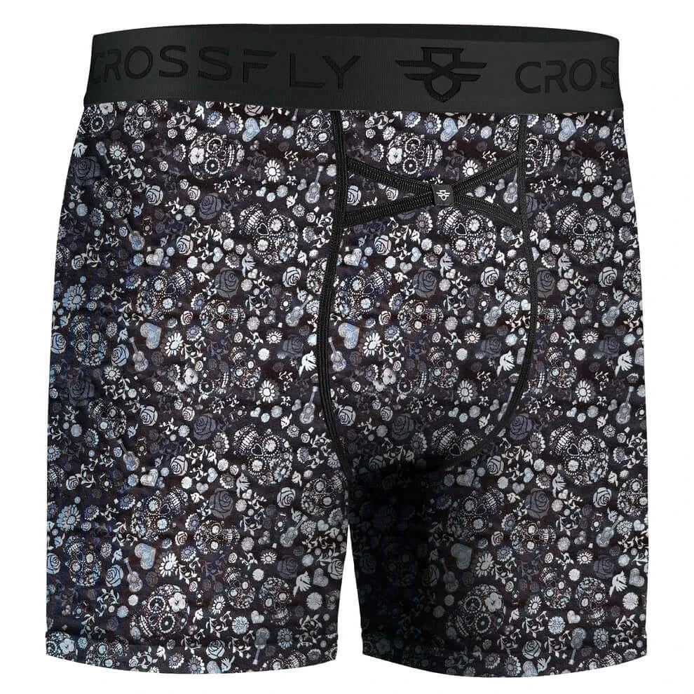IKON Men’s 6" Boxers – Skulls & Hearts Black | Crossfly Everyday Series
