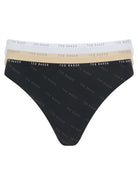 Ted Baker Indie Embossed Women Thongs – 3 Pack White, Irish Cream & Black