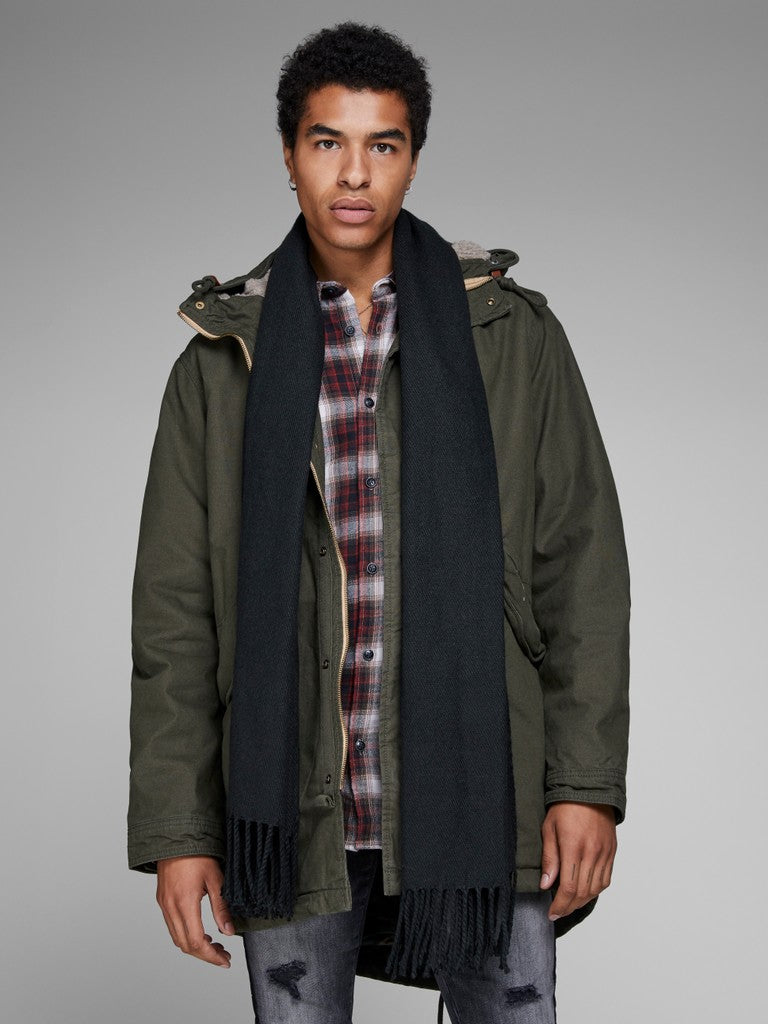 Jack & Jones JACSOLID Black woven scarf detail - style 12140332