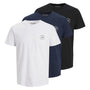 Jack & Jones 3 Pack JJJAXON Crew Neck T-Shirts - White/Blue/Black