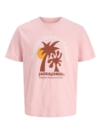 Jack & Jones JORDOWN Crew Neck 100% Cotton T-Shirt - Tickled Pink