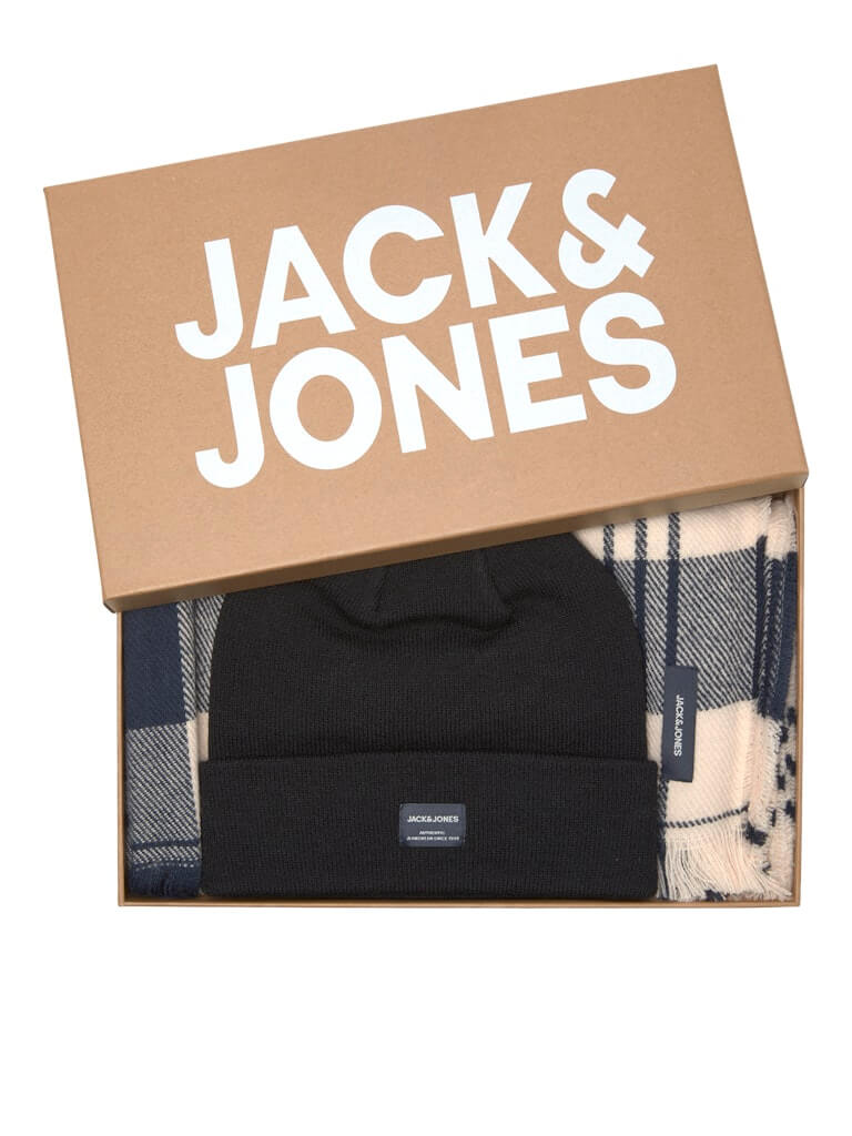 Jack & Jones JACFROST Beanie & Scarf Gift Box Men’s Winter Knit Set, Navy