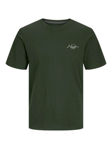 Jack & Jones 3 Pack JJFERRIS Crew Neck T-Shirts - Green/Black/White