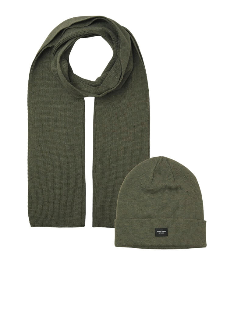 Jack & Jones JACDNA Scarf & Beanie Gift Box | Winter Knit Set for Men