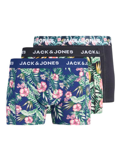 Jack & Jones JACSEAN Flower Trunks 3 Pack – Organic Cotton Stretch