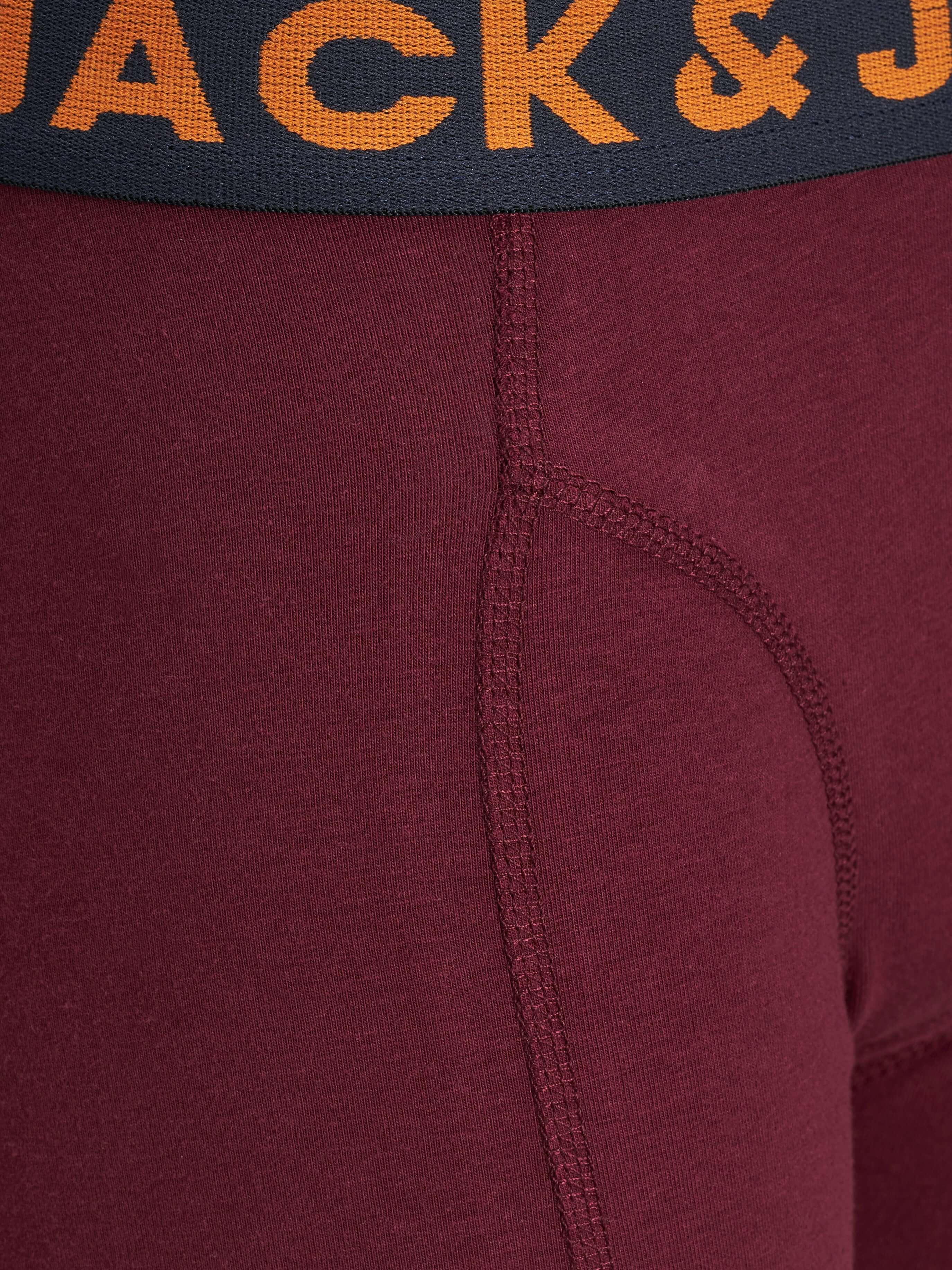 Jack & Jones Cotton Stretch Junior Junior Trunks 3 Pack - Black/Grey/Red