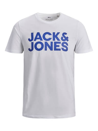 Jack & Jones 3 Pack JJECORP Crew Neck T-Shirts - White/Navy/Black Big Logo
