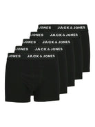 Jack & Jones Cotton Stretch Junior Trunks 5 Pack - Black