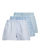 Jack & Jones Jacmilano 3 Pack Woven Boxers 100% Cotton - Chambray Blue