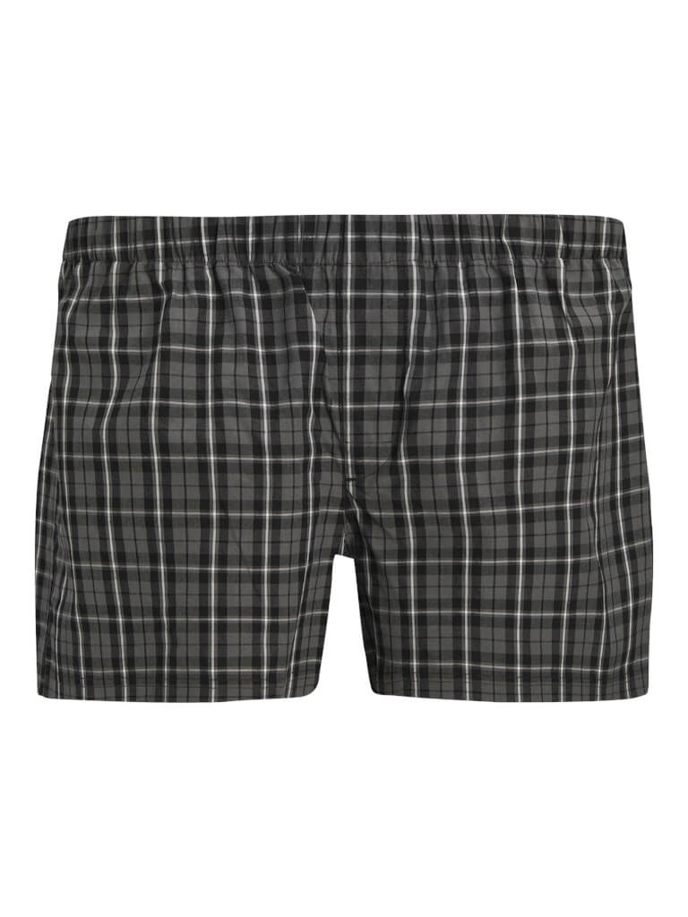 Jack & Jones Jacmilano 3 Pack Woven Boxers 100% Cotton - Poppy Seed Black / Blue Checks