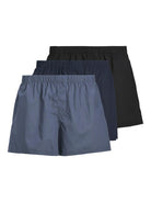 Jack & Jones Jacmilano 3 Pack Woven Boxers 100% Cotton - Indigo / Navy / Black