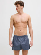 Jack & Jones Jacmilano 3 Pack Woven Boxers 100% Cotton - Indigo / Navy / Black