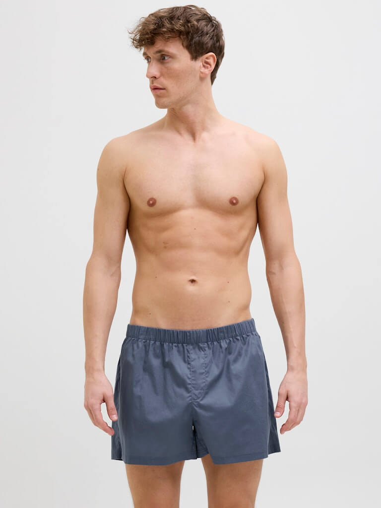Jack & Jones Jacmilano 3 Pack Woven Boxers 100% Cotton - Indigo / Navy / Black