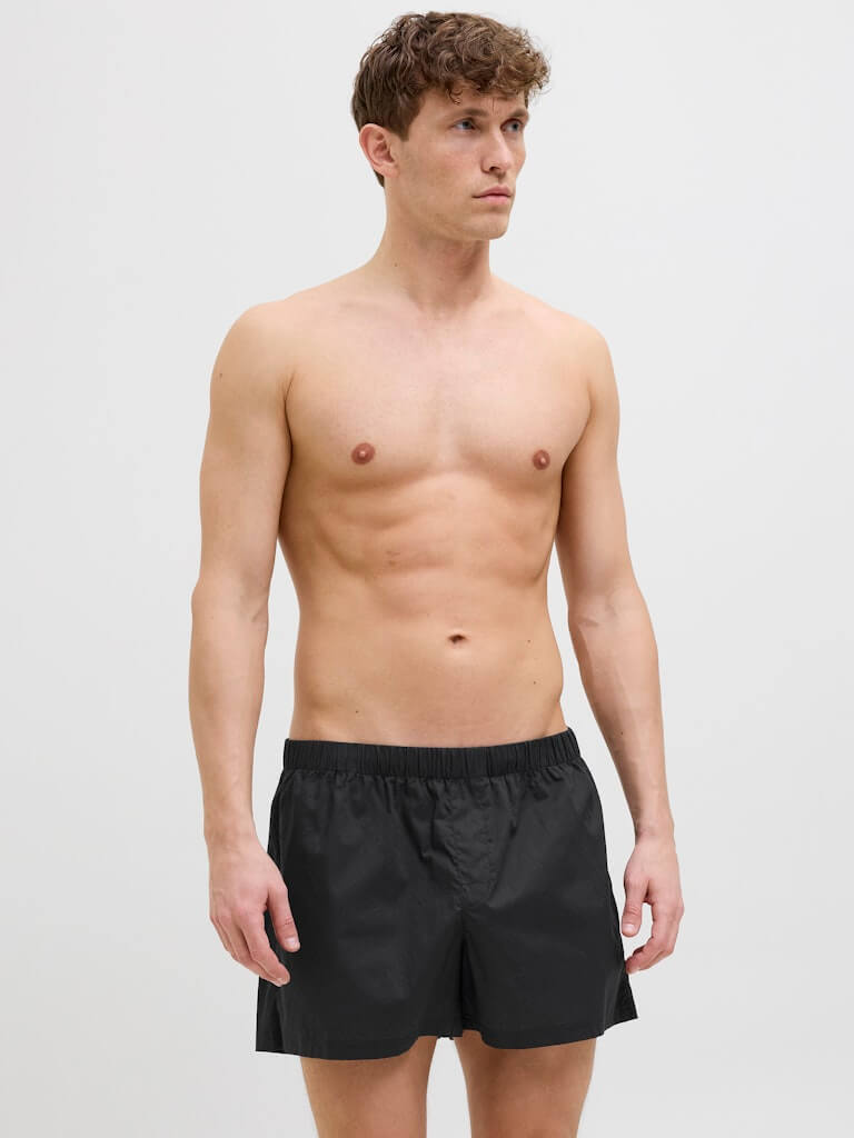 Jack & Jones Jacmilano 3 Pack Woven Boxers 100% Cotton - Indigo / Navy / Black