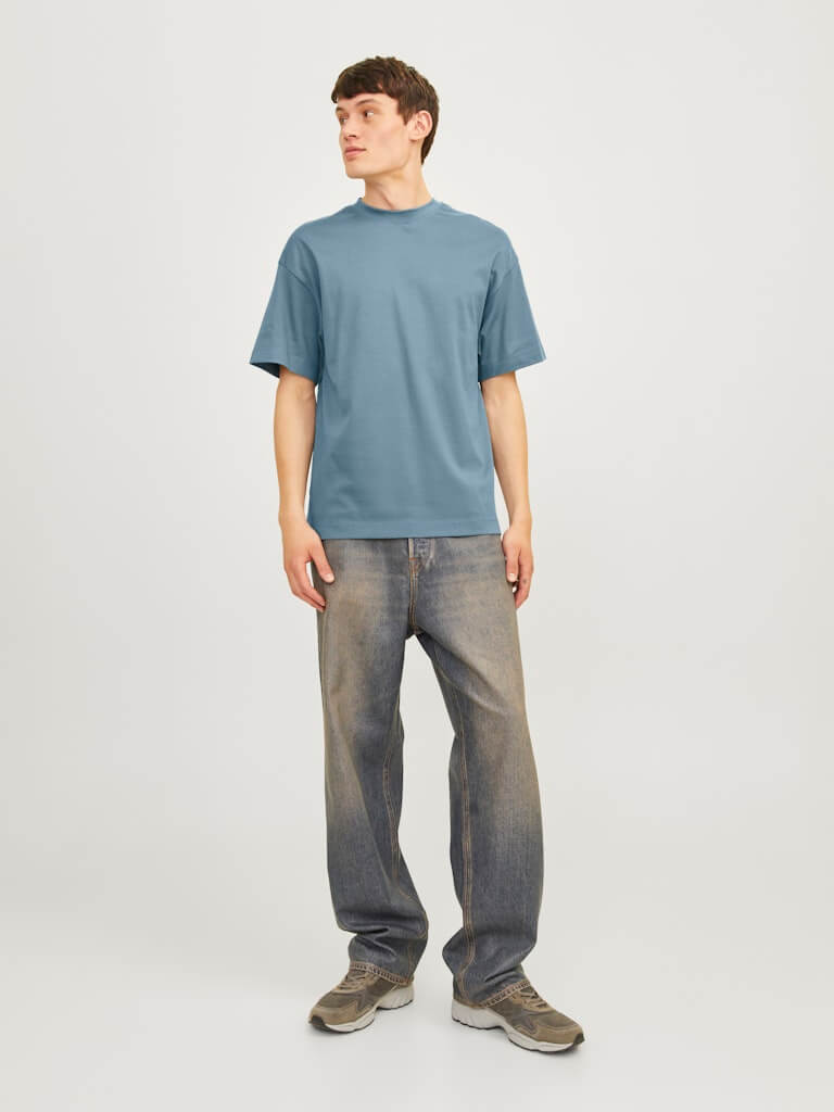 Jack & Jones JJEURBAN EDGE 1 Pack Crew Neck 100% Cotton T-Shirt - Blue