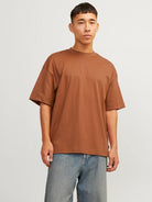 Jack & Jones JJEURBAN EDGE 1 Pack Crew Neck 100% Cotton T-Shirt - Mocha Bisque