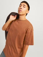 Jack & Jones JJEURBAN EDGE 1 Pack Crew Neck 100% Cotton T-Shirt - Mocha Bisque