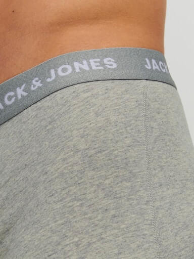 Jack & Jones Jacbasic 5 Pack Cotton Stretch Trunks - Blue / Grey / Black