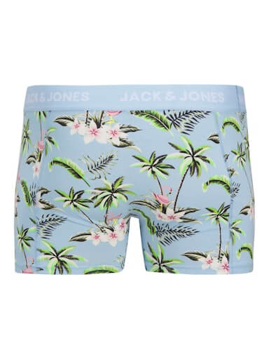 Jack & Jones Jacflower Bird Trunks 3 Pack Cotton Stretch Boxers - Chambray Blue
