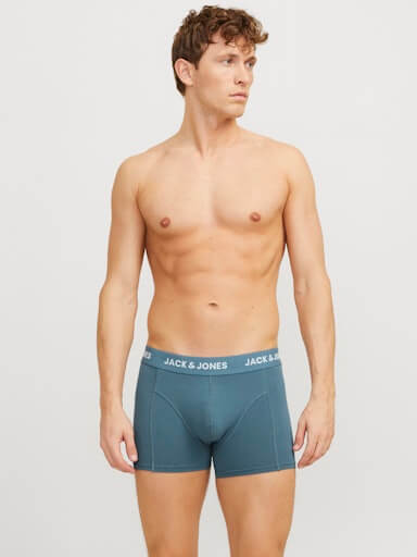 Jack & Jones Jacflower Bird Trunks 3 Pack Cotton Stretch Boxers - Chambray Blue