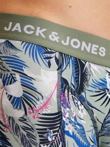 Jack & Jones Jacbrady Flower 3 Pack Cotton Stretch Trunks - Black / Multi Print