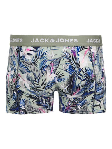 Jack & Jones Jacbrady Flower 3 Pack Cotton Stretch Trunks - Black / Multi Print