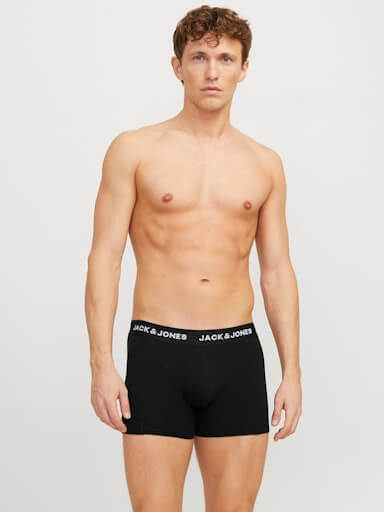 Jack & Jones Jacbrady Flower 3 Pack Cotton Stretch Trunks - Black / Multi Print
