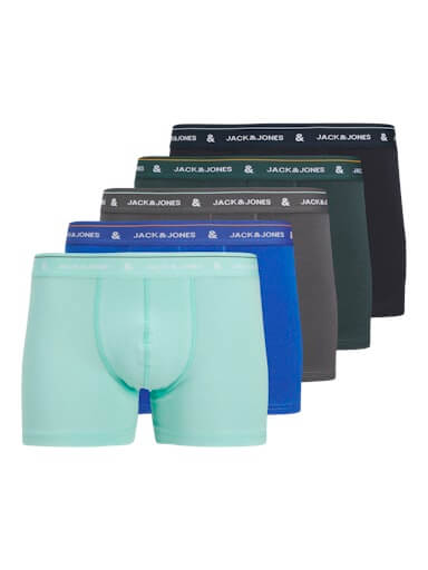 Jack & Jones Jacron 5 Pack Cotton Stretch Trunks - Lapis Blue