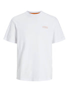 Jack & Jones 1 Pack JJSUMMER VIBES Crew Neck 100% Cotton T-Shirt - White