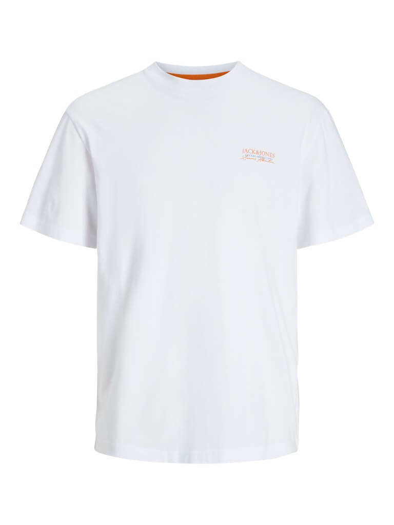 Jack & Jones 1 Pack JJSUMMER VIBES Crew Neck 100% Cotton T-Shirt - White