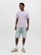 Jack & Jones 1 Pack JJSUMMER VIBES Crew Neck 100% Cotton T-Shirt - Lavender