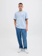 Jack & Jones 1 Pack JJSUMMER VIBES Crew Neck 100% Cotton T-Shirt - Blue