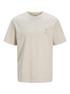 Jack & Jones 1 Pack JJSUMMER VIBES Crew Neck 100% Cotton T-Shirt - Moonbeam
