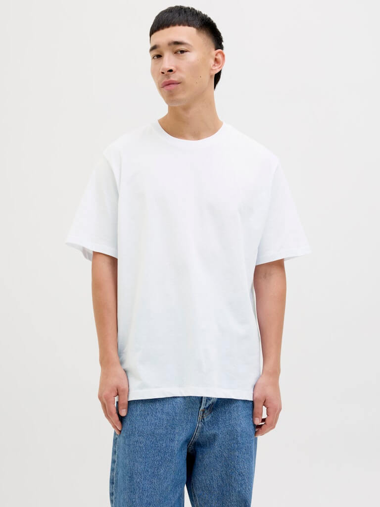 Jack & Jones Men’s 5-Pack JJHugo Crew Neck T-Shirts – 100% Cotton, Loose Fit