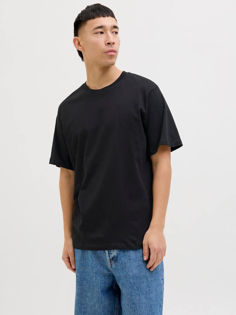 Jack & Jones Men’s 5-Pack JJHugo Crew Neck T-Shirts – 100% Cotton, Loose Fit