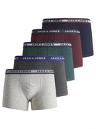 Jack & Jones Cotton Stretch Junior Trunks 5 Pack - Multi